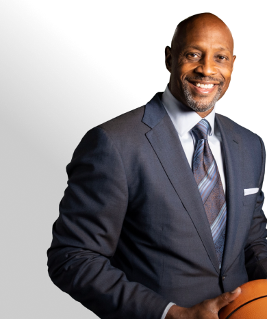 Alonzo Mourning with basketball